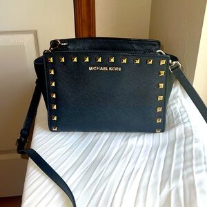 Michael Kors Saffino leather Selma studded bag.